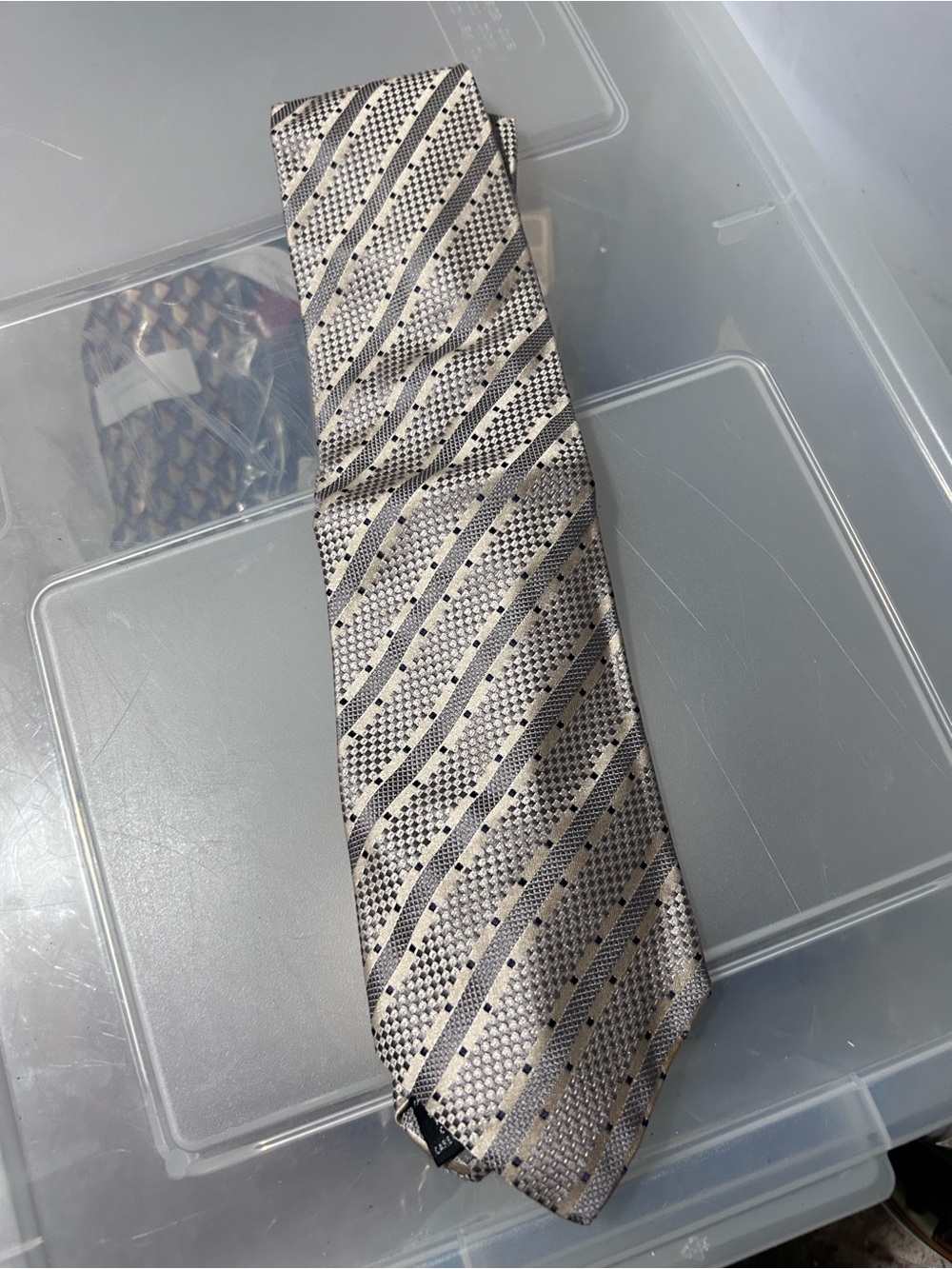 Elegant Silver Diagonal Pattern Men's Tie